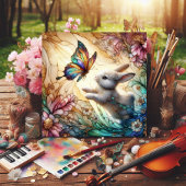 ステンドグラスバニーウサギと蝶イースター シーズンカード