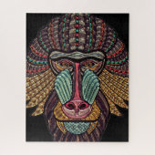 ステンドグラスバブーン動物モザイクアフリカアート ジグソーパズル (縦)