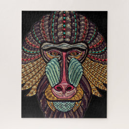 ステンドグラスバブーン動物モザイクアフリカアート ジグソーパズル