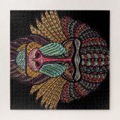 ステンドグラスバブーン動物モザイクアフリカアート ジグソーパズル (横)