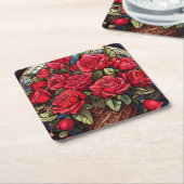 ステンドグラスバラコースター スクエアペーパーコースター (アングル)