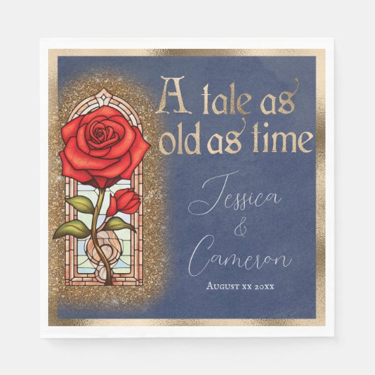 ステンドグラスバラ美しいとビーストオンブルー スタンダードランチョンナプキン (正面)