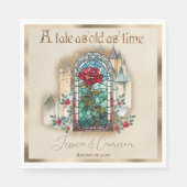 ステンドグラスバラ美しいとビーストキャッスル スタンダードランチョンナプキン (正面)