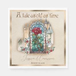 ステンドグラスバラ美しいとビーストキャッスル スタンダードランチョンナプキン