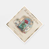 ステンドグラスバラ美しいとビーストキャッスル スタンダードランチョンナプキン (角)