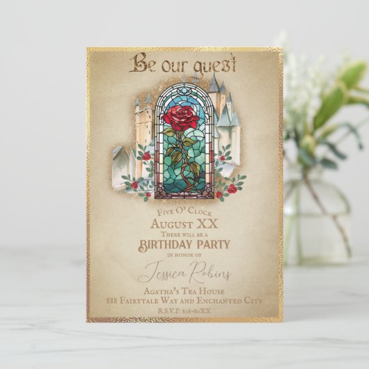 ステンドグラスバラ美しいとビーストキャッスル 招待状 (スタンド正面)
