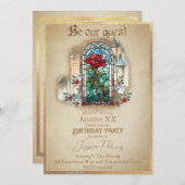 ステンドグラスバラ美しいとビーストキャッスル 招待状 (正面/裏面)