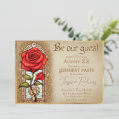 ステンドグラスバラ美しい及び獣テーマ 招待状 (スタンド正面)