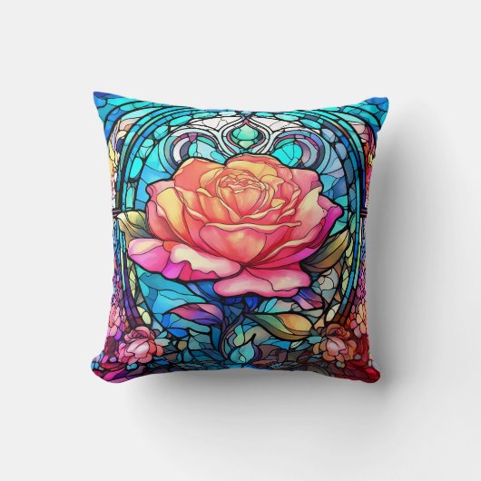 ステンドグラスバラ クッション (正面)