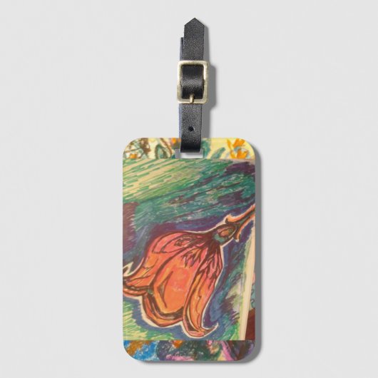 ステンドグラスバラ。 ラゲッジタグ (正面縦)