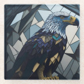 ステンドグラスバルドイーグルイラストレーション ガラスコースター (正面)