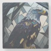 ステンドグラスバルドイーグルイラストレーション ストーンコースター (正面)