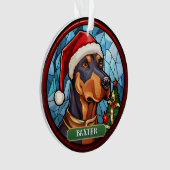 ステンドグラスパーソナライズされたドバーマン オーナメント (正面)
