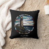 ステンドグラスパーソナライズされたモザイクライトハウス クッション (ブランケット)