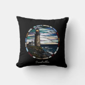 ステンドグラスパーソナライズされたモザイクライトハウス クッション (正面)