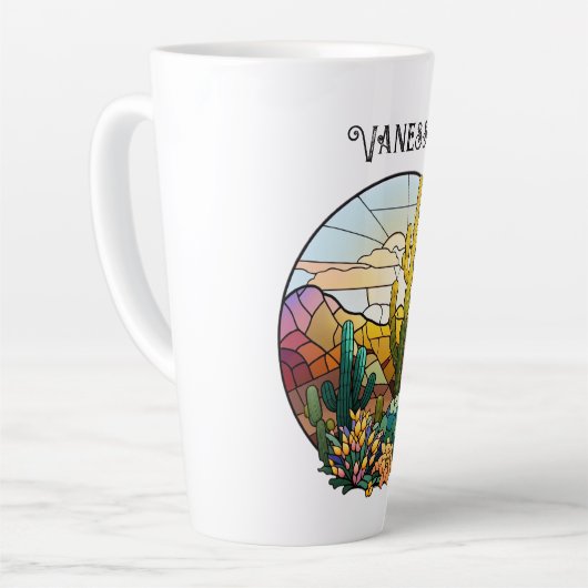 ステンドグラスパーソナライズされた砂漠 カフェラテマグ (左アングル)