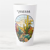 ステンドグラスパーソナライズされた砂漠 カフェラテマグ (正面)