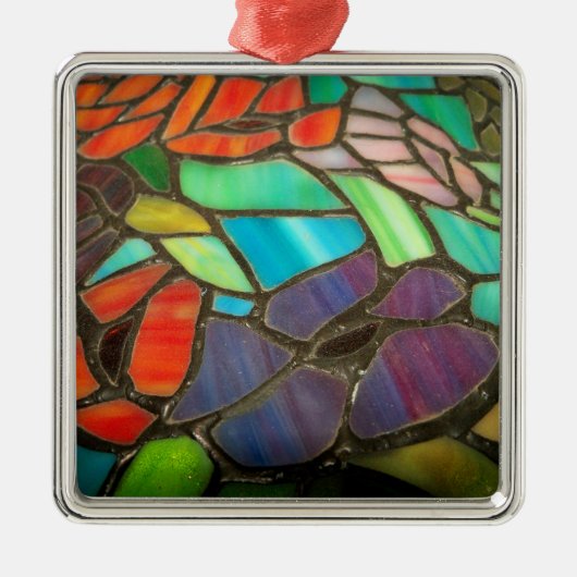 ステンドグラスパープルフラワーオーナメント メタルオーナメント (正面)