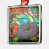 ステンドグラスパープルフラワーオーナメント メタルオーナメント (左)