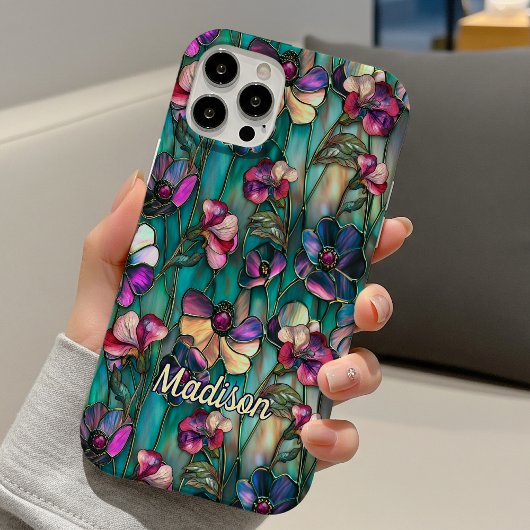 ステンドグラスパープルフローラ Case-Mate iPhoneケース
