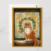 ステンドグラスビクトリアンはがき付き生姜猫 ポストカード (正面/裏面)