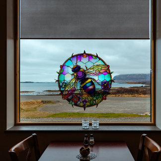 ステンドグラスビーフェイクハニカムサンキャッチャー ウィンドウサイン