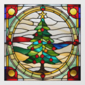ステンドグラスフェイクのクリスマスツリー大 ウィンドウサイン (シート)