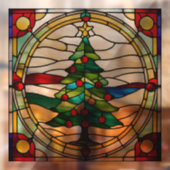 ステンドグラスフェイクのクリスマスツリー大 ウィンドウサイン (シート2)