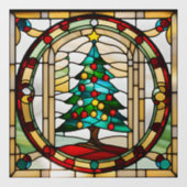 ステンドグラスフェイクのクリスマスツリー大 ウィンドウサイン (シート)