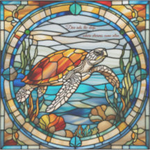 ステンドグラスフェイクウミガメのステッカー