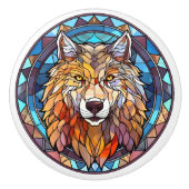 ステンドグラスフェイクオオカミ セラミックノブ (正面)