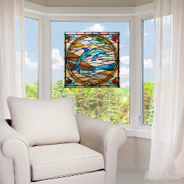 ステンドグラスフェイクカスタマイズ可能なドルフィンウィンドウ ウィンドウサイン