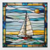 ステンドグラスフェイクカスタマイズ可能な帆船 ウィンドウサイン (シート)