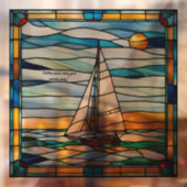 ステンドグラスフェイクカスタマイズ可能な帆船 ウィンドウサイン (シート2)