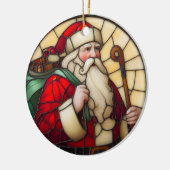 ステンドグラスフェイクサンタのクリスマスオーナメント2 セラミックオーナメント (左)