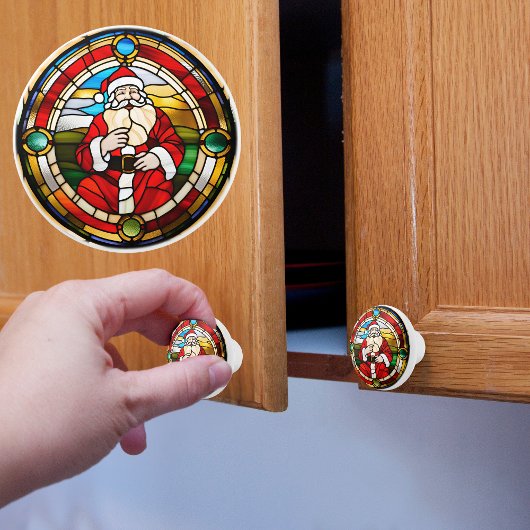 ステンドグラスフェイクサンタ セラミックノブ