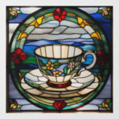 ステンドグラスフェイクティーカップ&ソーサー ウィンドウサイン (シート)