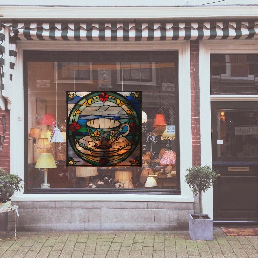 ステンドグラスフェイクティーカップ&ソーサー ウィンドウサイン