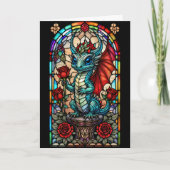 ステンドグラスフェイクドラゴンとバラ カード (正面)
