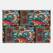 ステンドグラスフェイクドラゴンとバラ ラッピングペーパーシート (正面2)