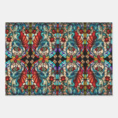 ステンドグラスフェイクドラゴンとバラ ラッピングペーパーシート (正面)