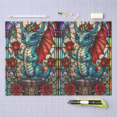 ステンドグラスフェイクドラゴンとバラ 薄葉紙 (クラフト)