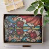 ステンドグラスフェイクドラゴンとバラ 薄葉紙 (ギフト)