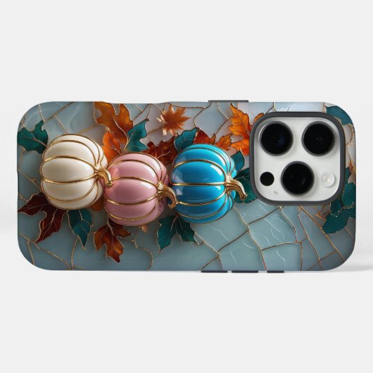 ステンドグラスフェイクパステル秋カボチャと離れ Case-Mate iPhoneケース (裏面 (横))