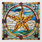 ステンドグラスフェイクヒトデの窓が引っ掛かる ウィンドウサイン (シート)