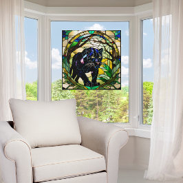 ステンドグラスフェイクブラックパンサー ウィンドウサイン
