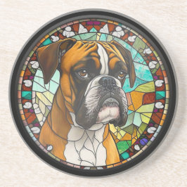 ステンドグラスフェイクボクサー犬 コースター