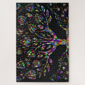 ステンドグラスフェイクモザイクの木 ジグソーパズル (縦)