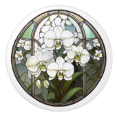 ステンドグラスフェイクライオンセラミックの花 セラミックノブ (正面)