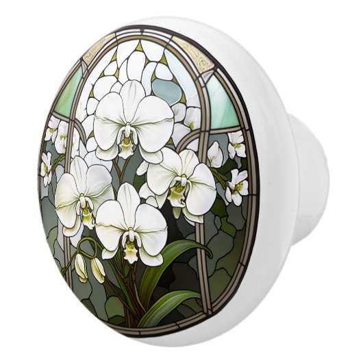 ステンドグラスフェイクライオンセラミックの花 セラミックノブ (右)